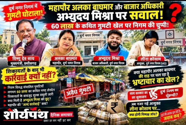 महापौर अलका बाघमार और बाजार अधिकारी अभ्युदय मिश्रा पर सवाल: गुमटी घोटाले पर कार्रवाई क्यों नहीं?