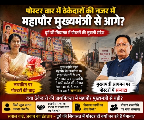 पोस्टर राजनीति का संदेश: ठेकेदारों की नजर में महापौर मुख्यमंत्री से बड़ी?