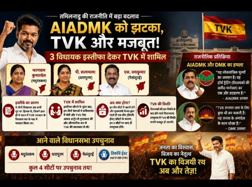 तमिलनाडु की राजनीति में बड़ा उलटफेर: AIADMK को तगड़ा झटका, TVK का बढ़ता दबदबा