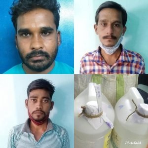 अवैध शराब परिवहन व बेचते तीन आरोपी गिरफ्तार