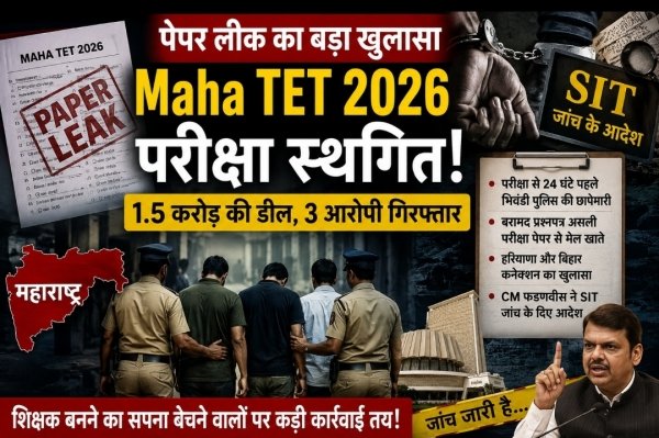 एक और पेपर लीक से टूटा छात्रो का मनोबल,"1.5 करोड़ में बिक रहा था शिक्षक बनने का सपना! 24 घंटे पहले फूटा Maha TET पेपर लीक का महाघोटाला"