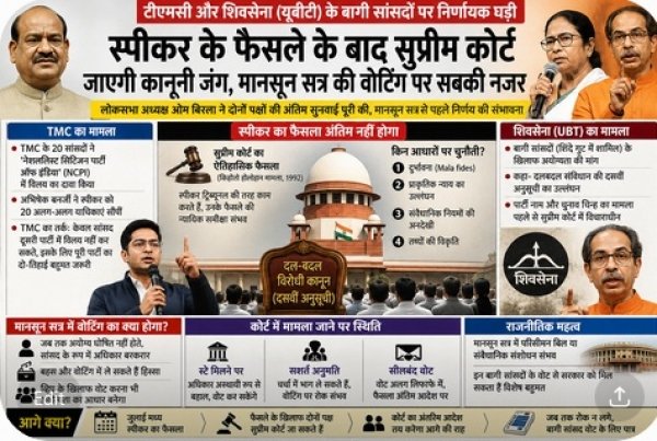 बागी सांसदों पर निर्णायक घड़ी: स्पीकर के फैसले के बाद सुप्रीम कोर्ट तक जाएगी कानूनी जंग, मानसून सत्र की वोटिंग पर सबकी नजर