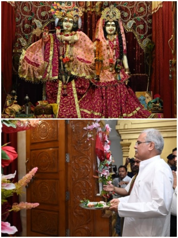 मुख्यमंत्री श्री भूपेश बघेल ने राधा कृष्ण मंदिर में की पूजा अर्चना