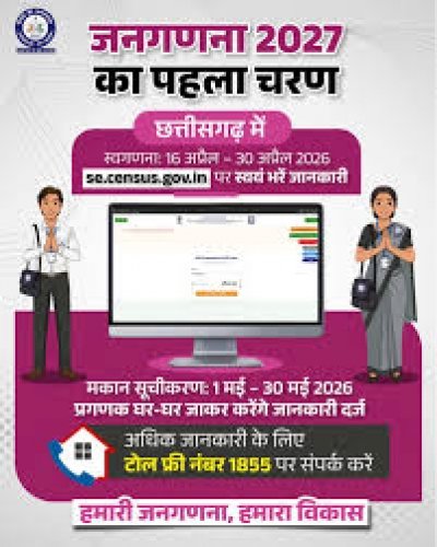 जनगणना 2027 का प्रथम चरण छत्तीसगढ़ में सफलतापूर्वक पूर्ण; 62,500 अधिकारियों-कर्मचारियों ने निभाई जिम्मेदारी