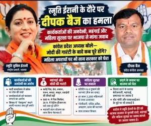 स्मृति ईरानी के दौरे पर दीपक बैज का हमला: कार्यकर्ताओं की अनदेखी, महंगाई और महिला सुरक्षा पर भाजपा से मांगा जवाब