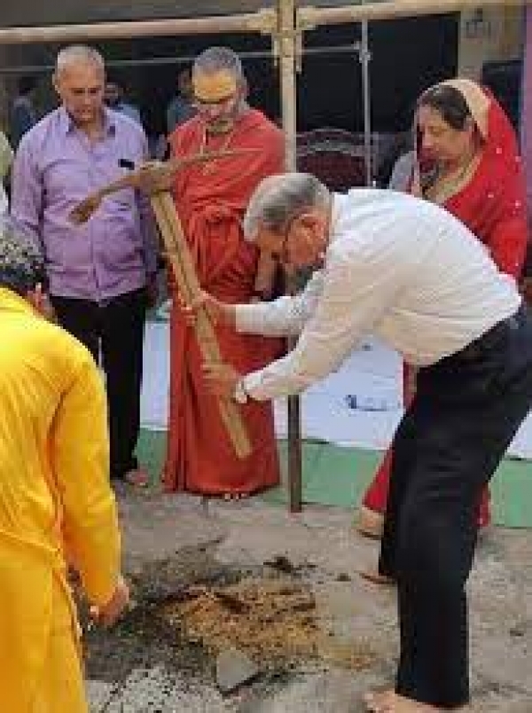 जूनी में 11 फि ट के हनुमान मूर्ति स्थापना हेतु भूमिपूजन सम्पन्न