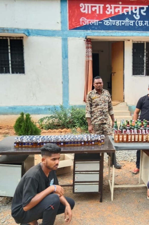 कोंडागांव पुलिस ने उड़ीसा से अवैध अंग्रेजी शराब का परिवहन करने वाले पर की कार्यवाही