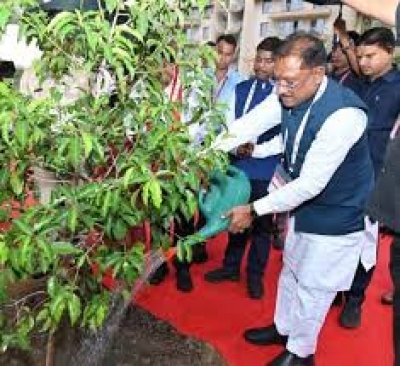 मुख्यमंत्री ने आईआईएम रायपुर परिसर में किया सुशासन वाटिका का शुभारंभ