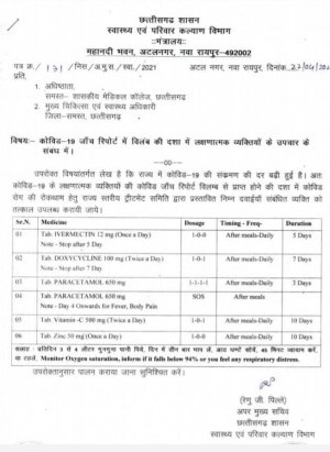 कोविड के लक्षणात्मक मरीजों की रिपोर्ट आने तक आवश्यक दवाएं देकर उपचार करने के निर्देश