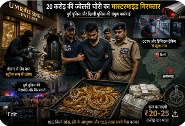 "दीवार तोड़कर स्ट्रॉन्ग रूम में घुसा, 25 करोड़ का खजाना समेटा... 96 घंटे बाद भिलाई से धराया &lsquo;मेगा हेइस्ट&rsquo; का मास्टरमाइंड"