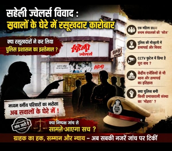 &ldquo;सहेली ज्वेलर्स विवाद: ग्राहक, पुलिस और अब &lsquo;पुराने टकराव&rsquo;&mdash;क्या रसूख के सामने दब रहा सच?&rdquo;