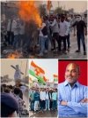 ललित चंद्राकर मुर्दाबाद के नारों से गूंजा अंजोरा,युवा कांग्रेस ने फुका विधायक चंद्राकर का पुतला