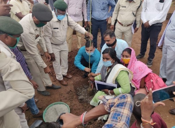 वृहद वृक्षारोपण के तहत जिले की गांव, गौठान, आंगनबाड़ी में रोपे गए 1 लाख 75 हजार पौधे-- कलेक्टर श्री यशवंत कुमार ने कमरीद में लगाया मुनगा का पौधा