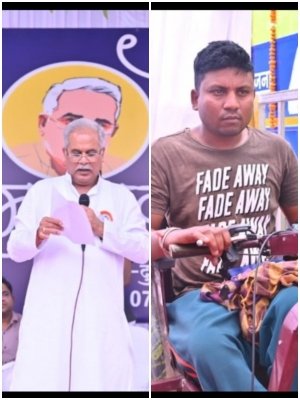 मुख्यमंत्री श्री भूपेश बघेल ने दिव्यांगजनों को प्रदान किए आवश्यक सहायक उपकरण एवं प्रोत्साहन राशि का चेक