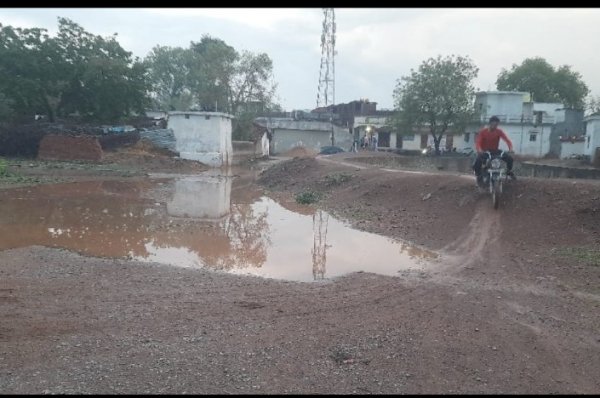 बेमौसम बारिश से हुई जलभराव की स्थिति,  नगर पंचायत नवागढ़ में पानी निकासी व्यवस्था फेल,