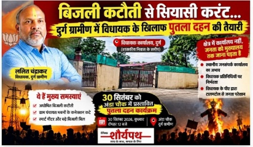 बिजली कटौती से सियासी करंट: दुर्ग ग्रामीण में विधायक के खिलाफ पुतला दहन की तैयारी