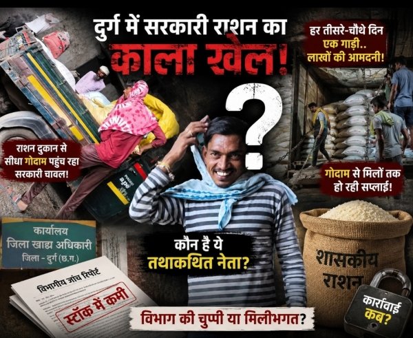 सुशासन पर 'सरकारी चावल' का दाग! दुर्ग में राशन माफिया, रसूखदार नेता और खाद्य विभाग की खामोशी पर उठे बड़े सवाल